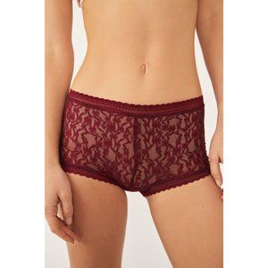 FREE PEOPLE Daisy Lace Boyshort Undies / Pomegranate Wine
